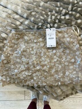 Zara Sequin Clutch in Champagne Beige